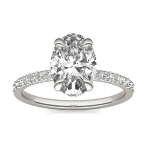 Oval Custom Hidden Halo 1/2 Eternity Engagement Ring image, 